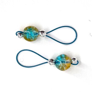 Aqua and Cantaloupe Crackle Glass Knitting Stitch Markers US 10 Item No. 1399 image 2