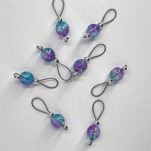 Blushing Berry Czech Crackle Glass Beads Knitting Stitch Markers US 5 Item No. 1401 image 1