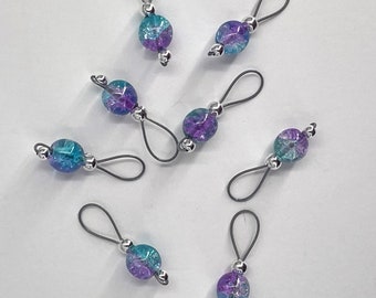 Blushing Berry Czech Crackle Glass Beads  Knitting Stitch Markers - US 5 - Item No. 1401