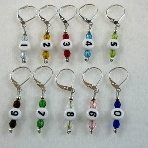 Rainbow Numbered Removable Leverback Stitch Markers - Item No. 811