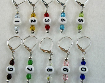 Rainbow Numbered Removable Leverback Stitch Markers - Item No. 811