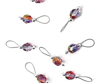 Lilac Sunset Czech Crackle Glass Beads Knitting Stitch Markers - US 5 - Item No. 1484