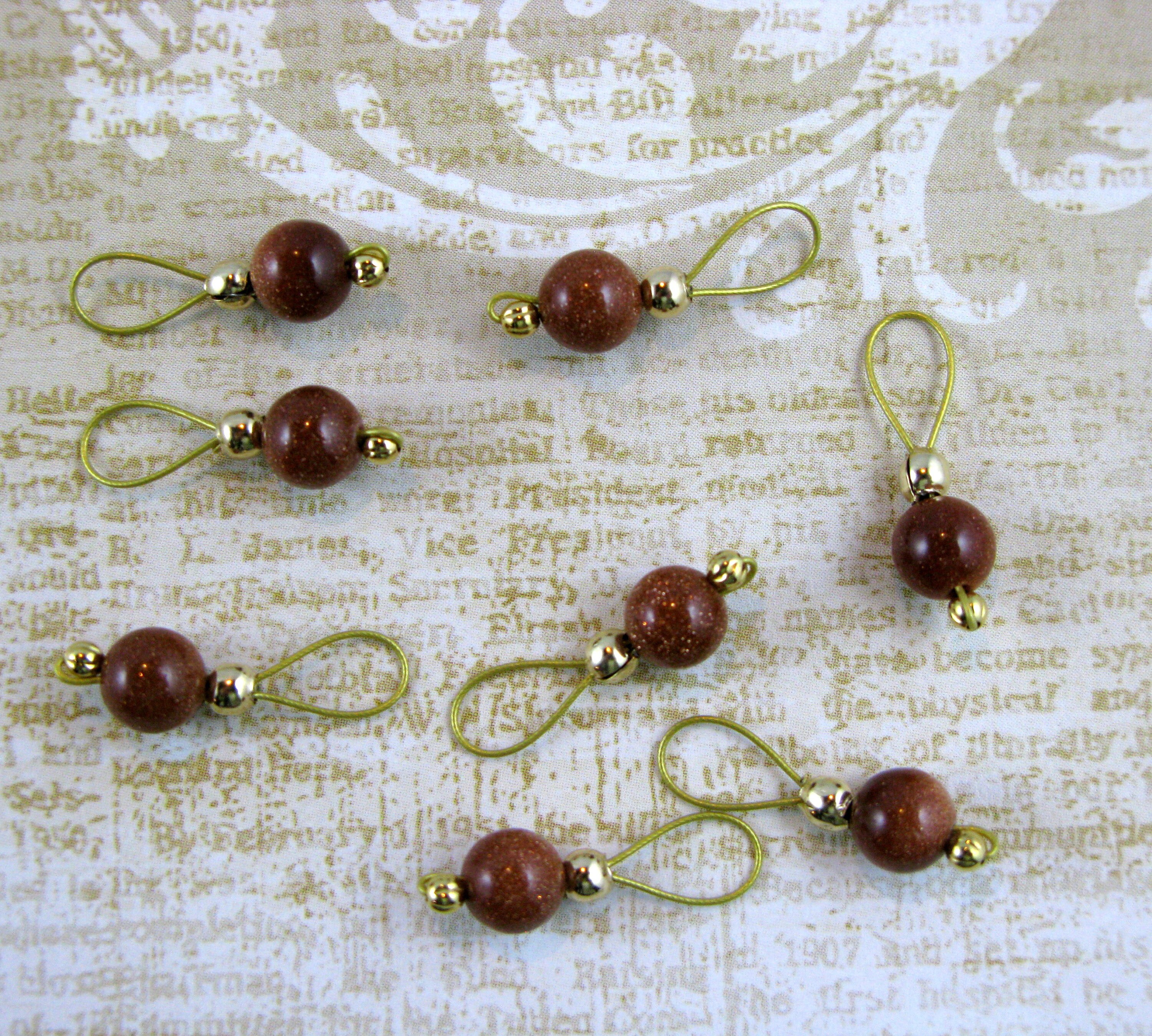 Goldstone Gemstone Stitch Markers With Gold Findings US 5 Etsy