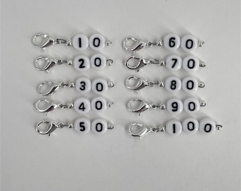 Numbered Removable Stitch Markers with Lobster Claws - Item No. 867