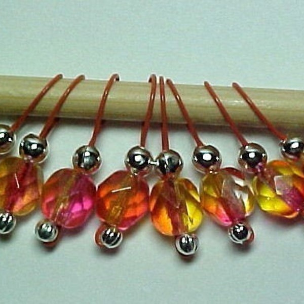 Arizona Sunrise Stitch Markers on Tangerine Wire - US 5 - Item No. 443