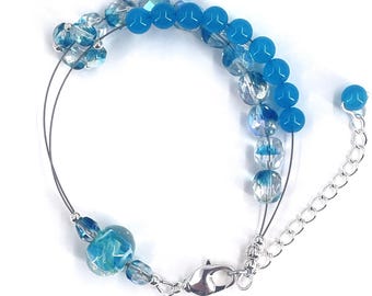Row Counter Knitting Abacus Bracelet - With or Without Extender - Lampwork Glass Bead - Item No. 1185