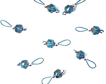 Aquamarine Lantern Beads Knitting Stitch Markers - US 5 - Item No. 1483