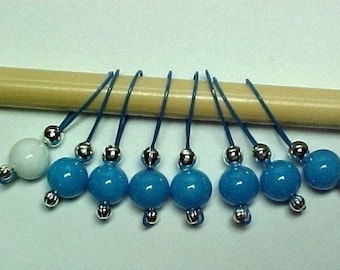 7 Plus 1 Mountain Jade Beads Stitch Markers - US 10 - Item No.  444