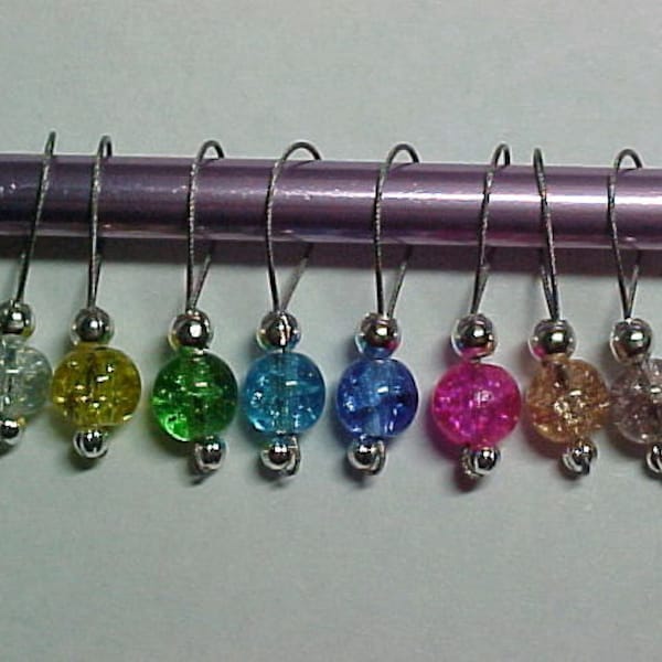 Rainbow Crackle Beads Stitch Markers - US 5 - Item 788