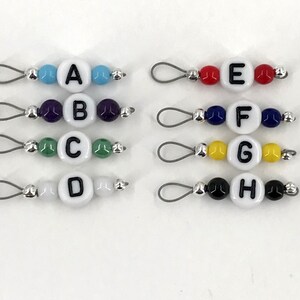Multi-Colored Letter Stitch Markers for Sock Knitters - US 2 - Item No. 1167