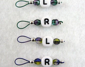 Purple and Green Sock Knitters Stitch Markers Left and Right - US 5 - Item No. 1097