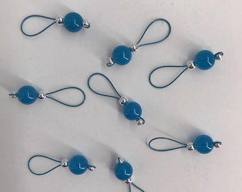 Turquoise Malaysia Jade Gemstone Stitch Markers - US 5 - Item No.  1216