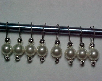 Knitting Stitch Markers - Swarovski Pearls with Silver Findings - US 5 - Item No. 678