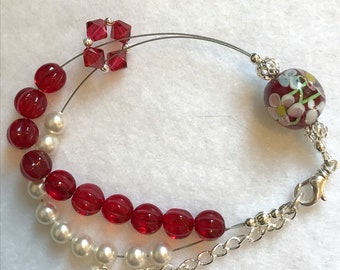 Lampwork Abacus Row Counter Adjustable Bracelet - With or Without Extender - Item 1142