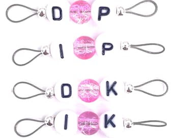 Pink Bubble Gum Crackle Glass Stitch Markers for Knitting - US 5 - Item No. 1480