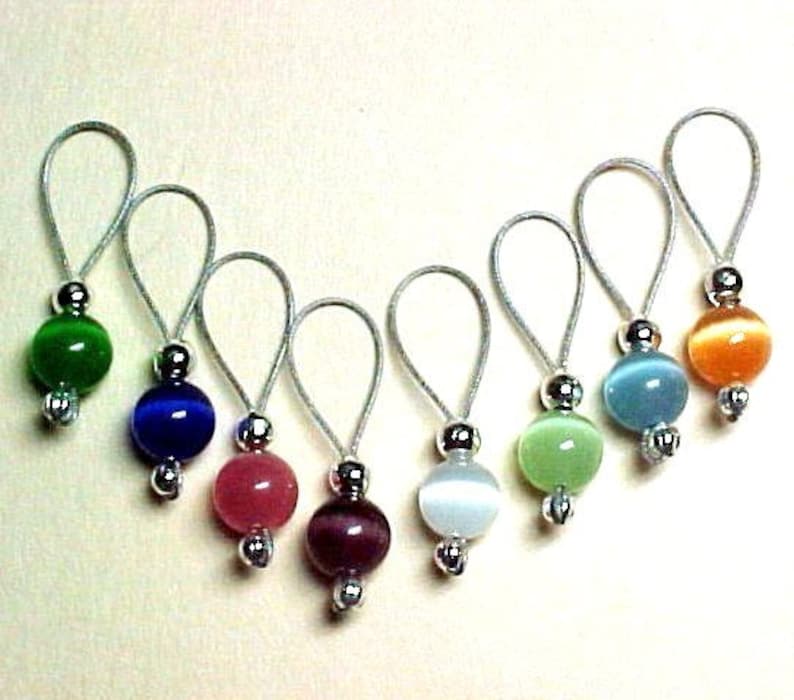 Handmade Rainbow Cats Eye Stitch Markers US 10 Item No. 510 image 1