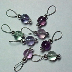 Rainbow Fluorite Gemstone Stitch Markers - US 5 - Item No. 614