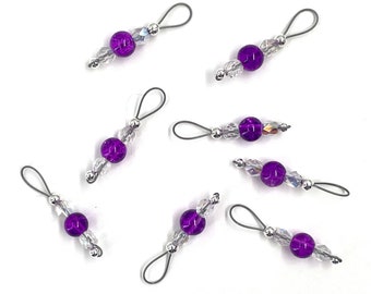 Violet Crackle Glass Stitch Markers Perfect for Socks - US 10 - Item No. 1336