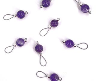 Banded Amethyst Gemstone Stitch Markers - US 5 - Item No. 504
