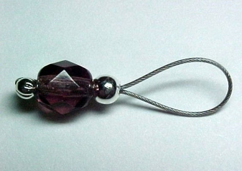 Stitch Markers Amethyst Czech Glass Beads US 10 Item No. 455 image 2