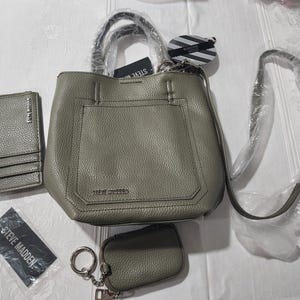 Lot NWT vert forêt Steve Madden Purse cartable en similicuir Porte-monnaie Porte-monnaie