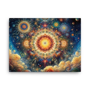 Radiant Cosmic Stars Canvas Art - Vibrant Abstract Oil Painting, Celestial Wall Decor