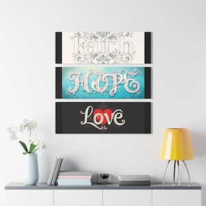 Faith Hope Love Triptych: Christian Acrylic Wall Art