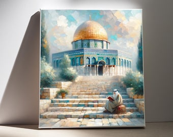 Digital Oil Painting of Dome of the Rock | Qubbet Al-Sahra Printable Art | Islamic Wall Art | Al-Aqsa Wall Art, Jerusalem Printable Wall Art