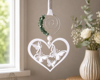 Fensterdeko Hänger Blumen Weiß – Deko zum Hängen aus Metall-3097754B