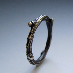 Willow twig ring, sterling silver, blackened twig jewelry, made to order, your size image 2