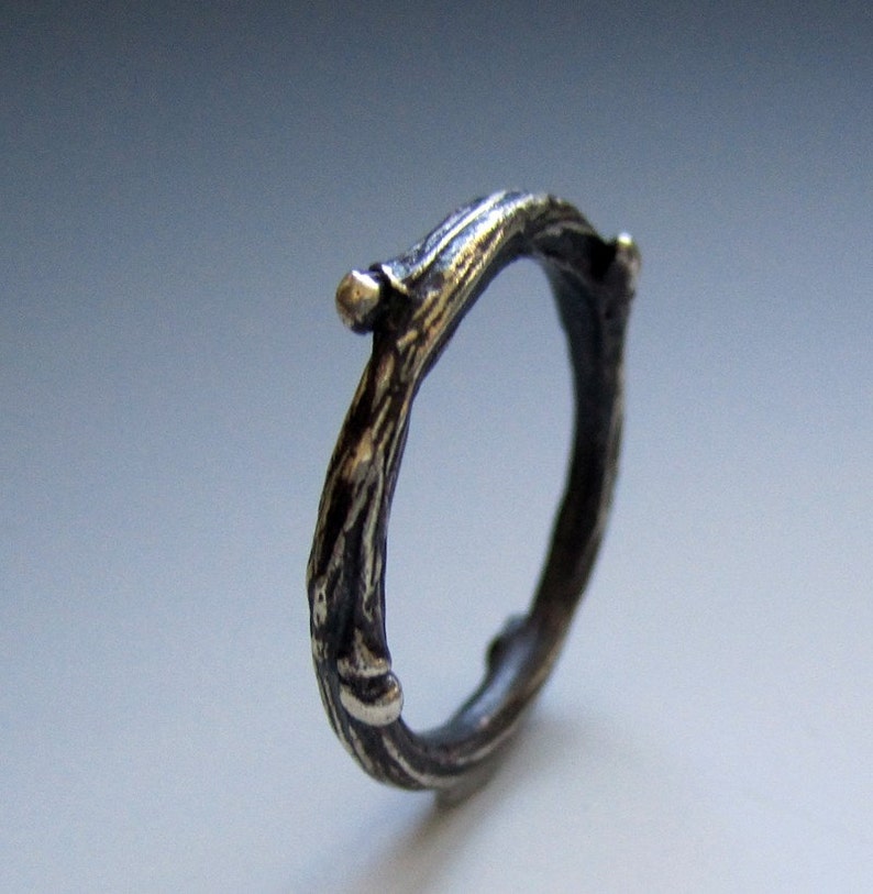 Willow twig ring, sterling silver, blackened twig jewelry, made to order, your size image 2