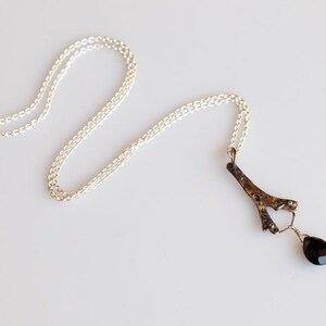 Dark mermaid necklace, seaweed and stone pendant, sterling, onyx image 3