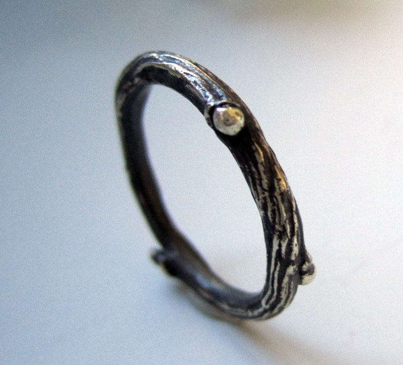 Willow twig ring, sterling silver, blackened twig jewelry, made to order, your size image 1