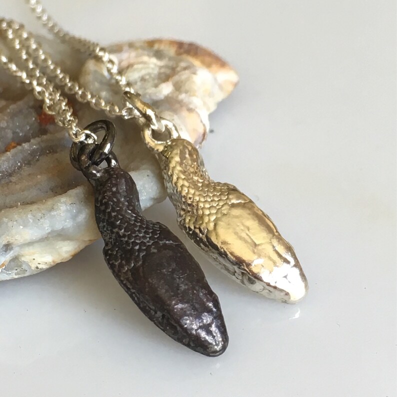 Tiny Snake jewelry Sterling silver serpent necklace Made to Etsy