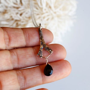 Dark mermaid necklace, seaweed and stone pendant, sterling, onyx image 2