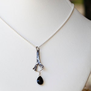 Dark mermaid necklace, seaweed and stone pendant, sterling, onyx image 4
