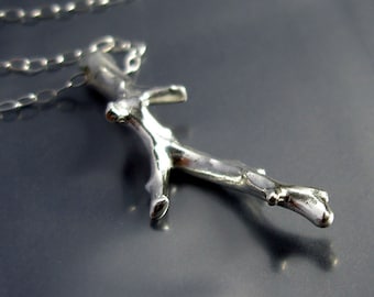 Coral sea branch, sterling silver pendant,  coral jewelry