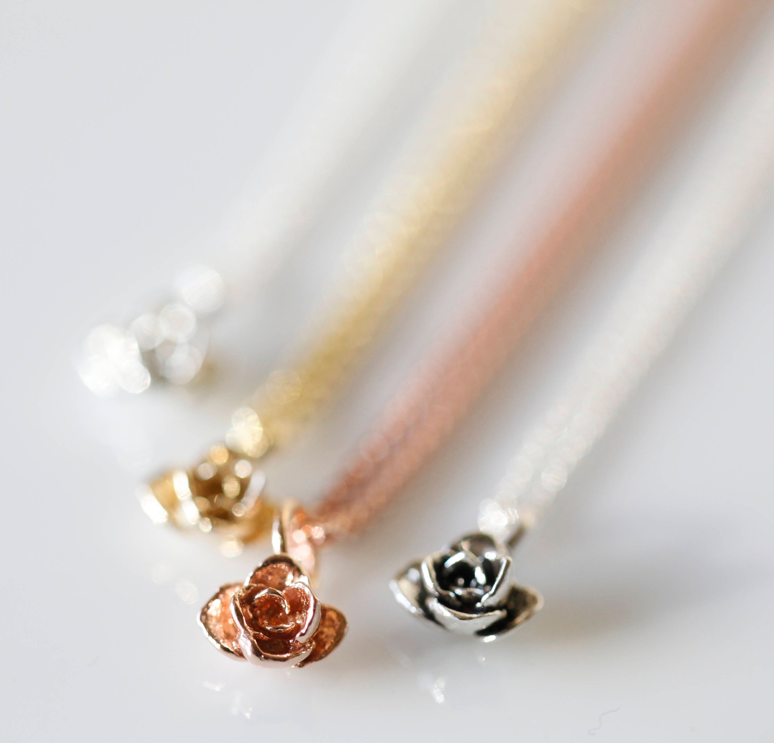 Tiny Flower Pendant 14k Gold Rose Made 
