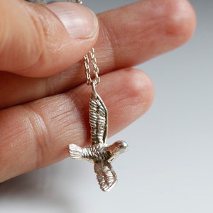 Dove of peace, tiny bird pendant, sterling silver or brass bird, made to order image 4