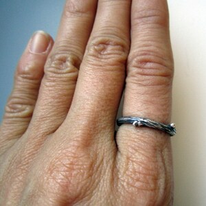 Willow twig ring, sterling silver, blackened twig jewelry, made to order, your size image 4