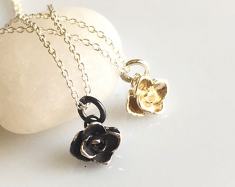 Tiny flower pendant, sterling silver rose, made to order, delicate sweetheart necklace