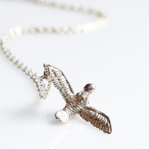 Dove of peace, tiny bird pendant, sterling silver or brass bird, made to order image 2