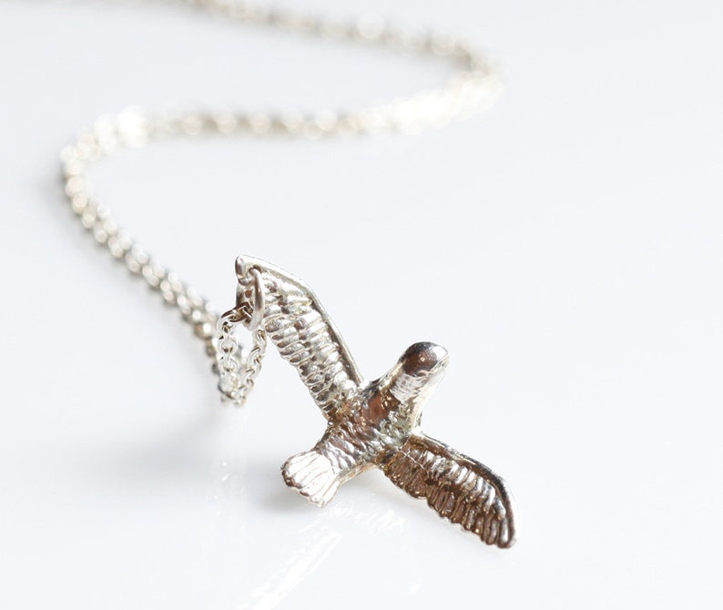 Dove of peace, tiny bird pendant, sterling silver or brass bird, made to order image 2