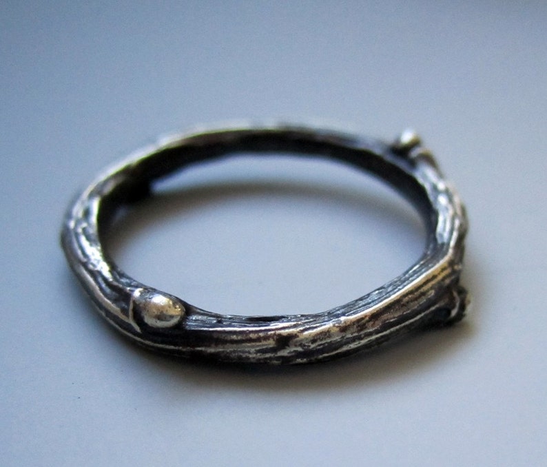 Willow twig ring, sterling silver, blackened twig jewelry, made to order, your size image 3