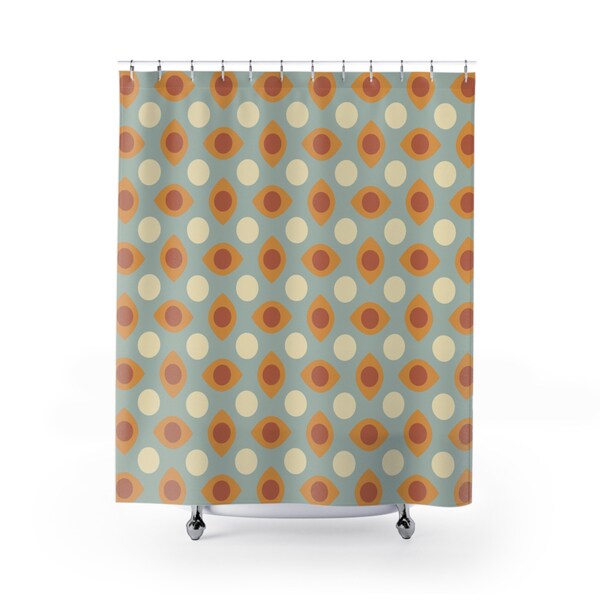 Retro Vintage Shower Curtain, Boho Bathroom Decor, Mid Century Bath Curtain, Unique bath Curtain,  Mid Century Bathroom Décor, Boho style