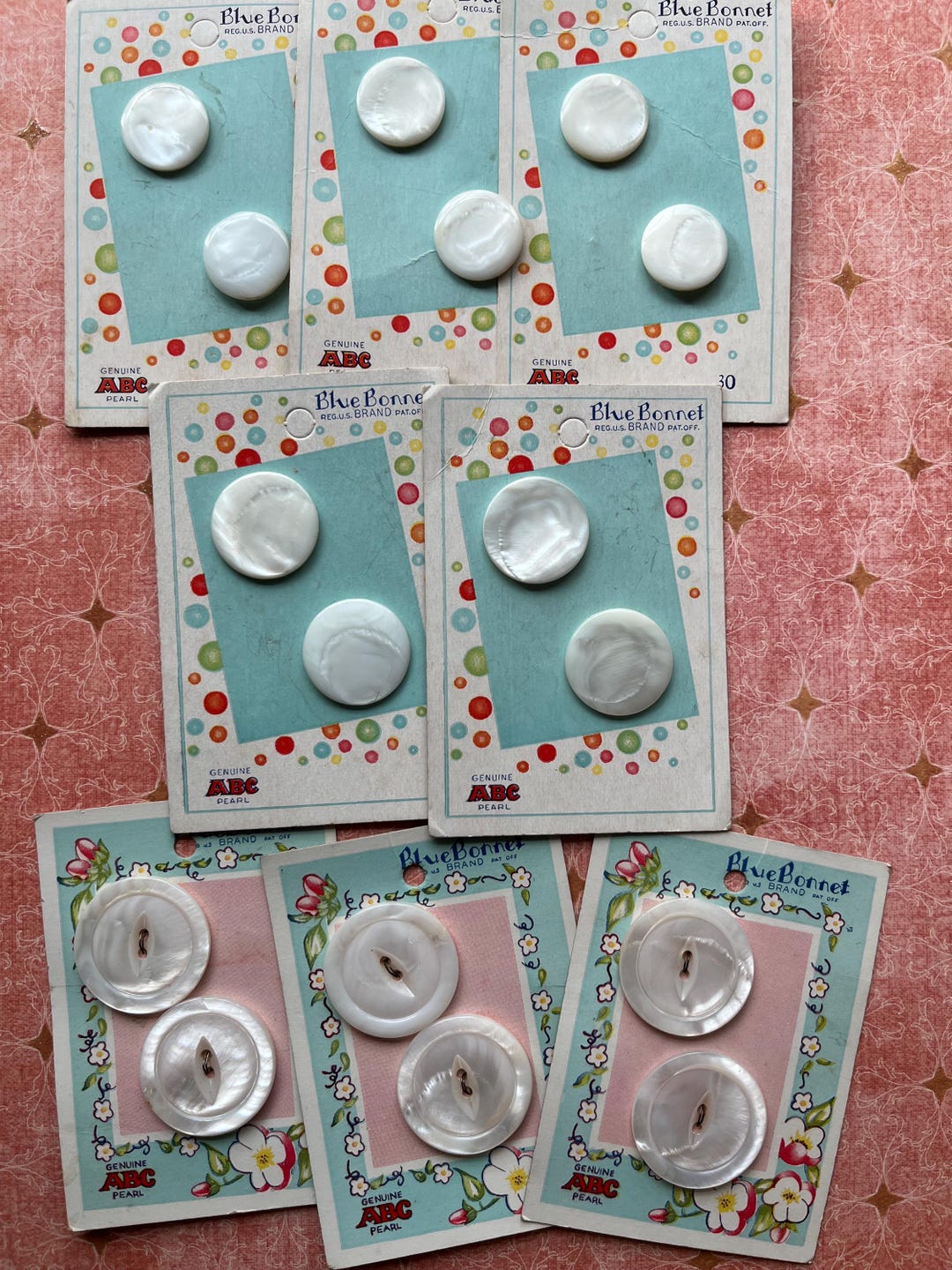 Vintage Blue Bonnet Buttons on Cards, Store Card, MOP Unused - Etsy