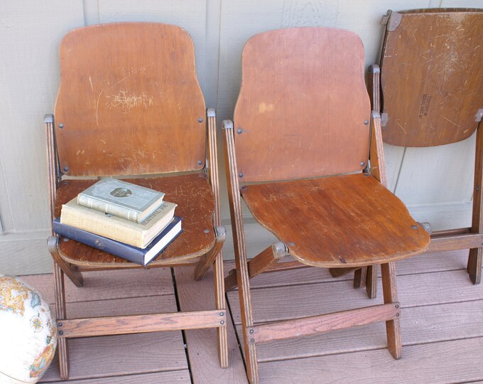 Reserve 1934 Wood Folding School Chairs Vintage Seating Etsy