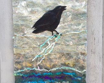 No.9 Crow Call - Wet Felted Wall Hanging