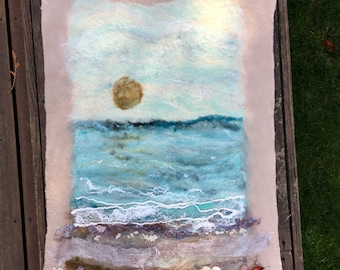 No.41 Beach Combing - Wet felted wall hanging