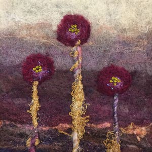 No.726 Three Flowers Needlefelt Art XLarge image 2